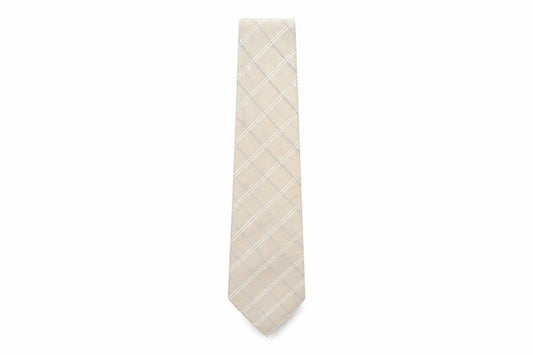 Mens Pierre Cardin Beige Plaids & Checks 100% Silk  Tie