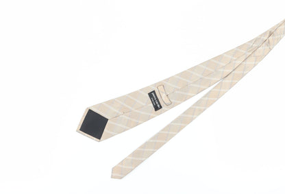 Pierre Cardin Men's Beige Checked Silk Tie