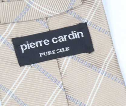 Pierre Cardin Men's Beige Checked Silk Tie