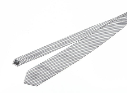 Thomas Nash Grey Striped Silk Men's Tie