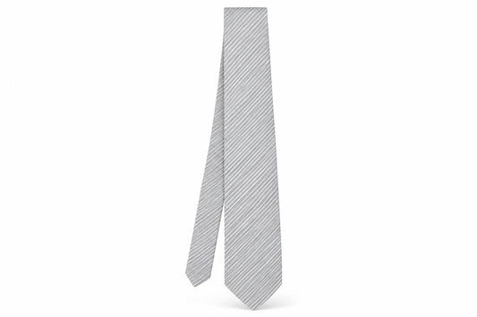 Front view of Thomas Nash Grey Striped Silk Men's Tie