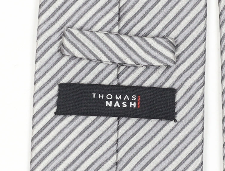 Thomas Nash Grey Striped Silk Men's Tie