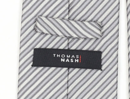 Thomas Nash Grey Striped Silk Men's Tie
