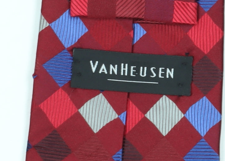Van Heusen Men's Red Geometric Silk Tie