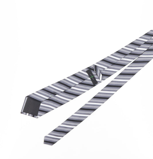 Jasper Conran Men's Grey Silk Striped Slim Tie