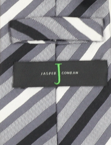 Jasper Conran Men's Grey Silk Striped Slim Tie
