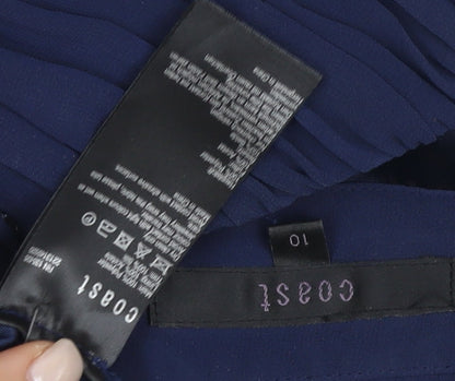 Coast Women Blue Midi A-Line Strapless Dress