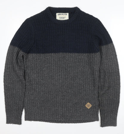 SoulCal & Co Men's Medium Grey Waffle-Knit Jumper
