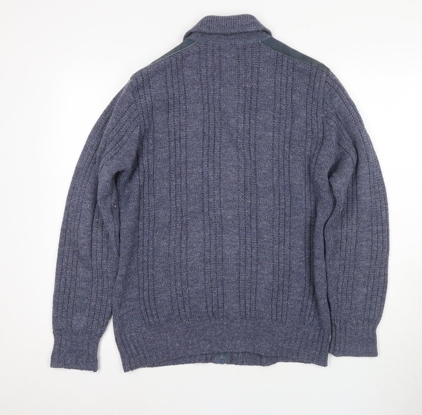 Marks and Spencer Men's Blue Full Zip Jumper M Vintage