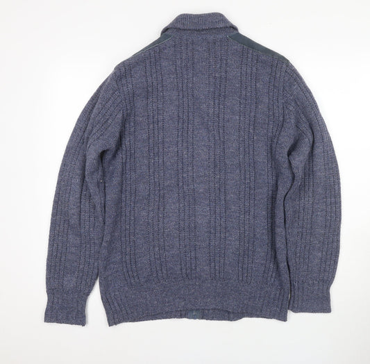 Marks and Spencer Men's Blue Full Zip Jumper M Vintage