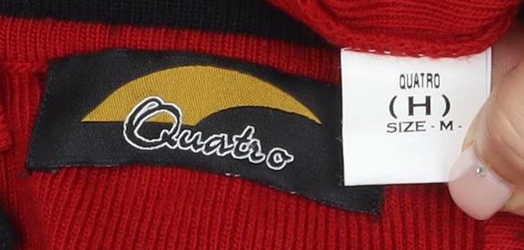 Ouatro Women's Red Cardigan M Long Sleeve Knit