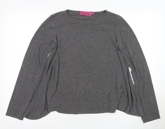 Boohoo Women’s Grey Long Sleeve Basic Tee Size 14