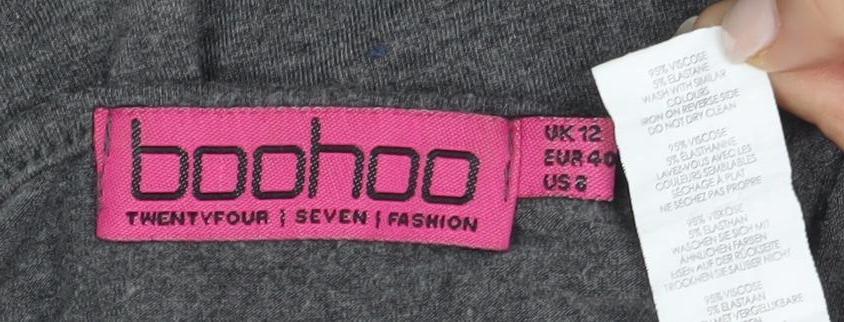Boohoo Women’s Grey Long Sleeve Basic Tee Size 14