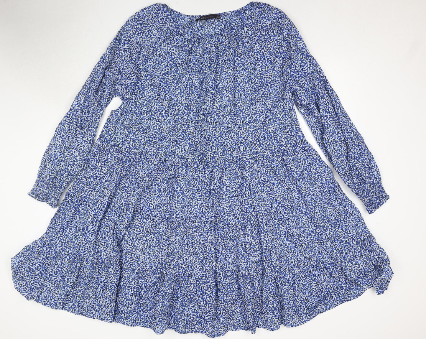 Marks and Spencer Women's Blue Floral Dress Size 12