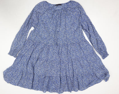 Marks and Spencer Women's Blue Floral Dress Size 12