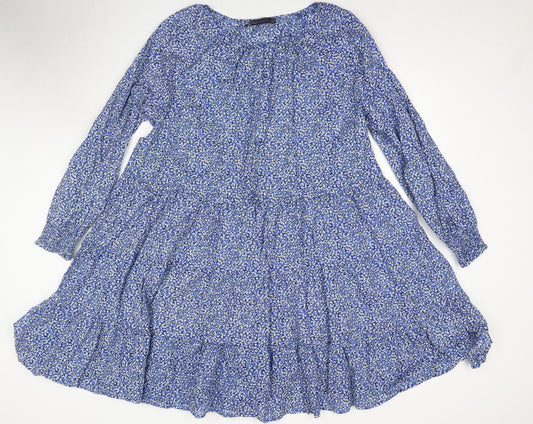 Marks and Spencer Women's Blue Floral Dress Size 12
