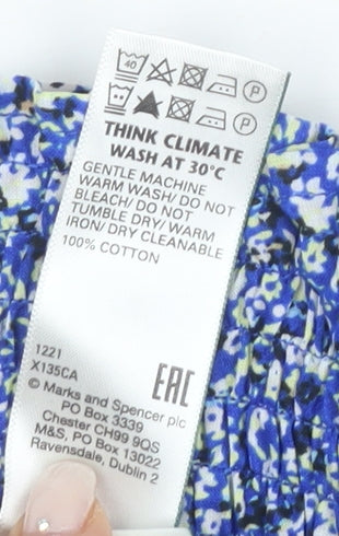 Marks and Spencer Women's Blue Floral Dress Size 12