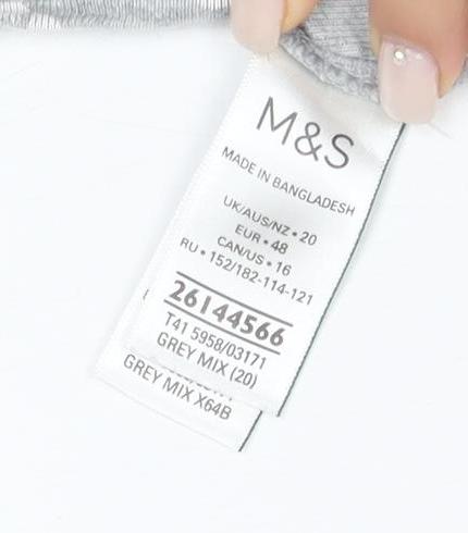 Womens UK Size 20 Marks and Spencer Grey Basic T-Shirt