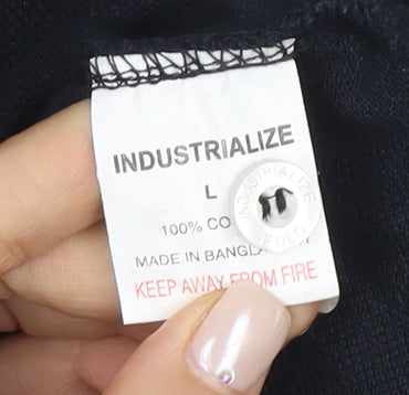 Industrialize Men's Black Cotton Polo Shirt L