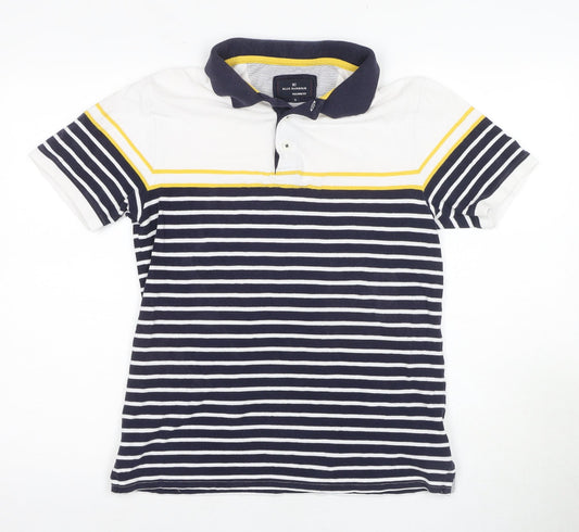 Marks and Spencer Men's White Striped Polo S