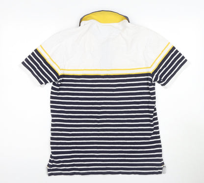 Marks and Spencer Men's White Striped Polo S
