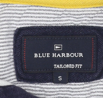 Marks and Spencer Men's White Striped Polo S