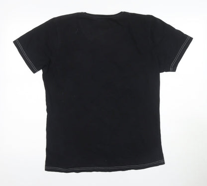 Crude Men's Black Graphic Print T-Shirt, M, Cotton