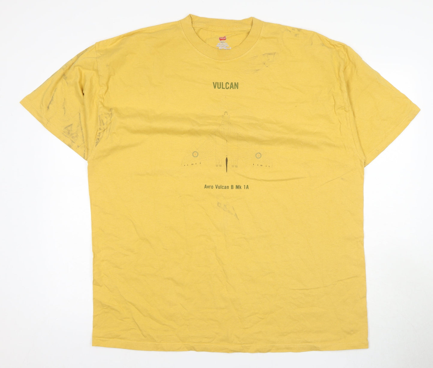 Mens UK Size 2XL Hanes Yellow  T-Shirt