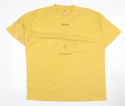 Mens UK Size 2XL Hanes Yellow  T-Shirt