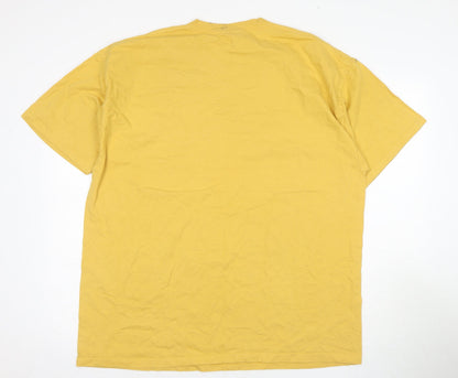 Mens UK Size 2XL Hanes Yellow  T-Shirt