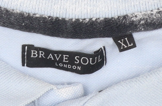 Brave Soul Men's Blue XL Polo Shirt Short Sleeve Casual