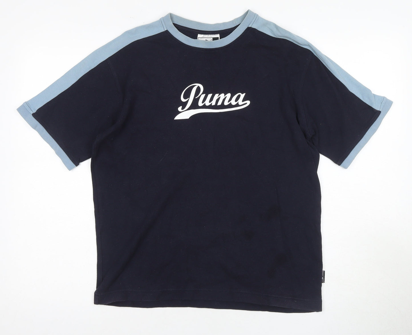 Puma Men's Blue Cotton Logo T-Shirt Size S