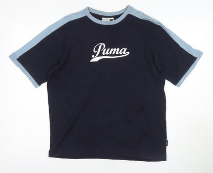 Puma Men's Blue Cotton Logo T-Shirt Size S