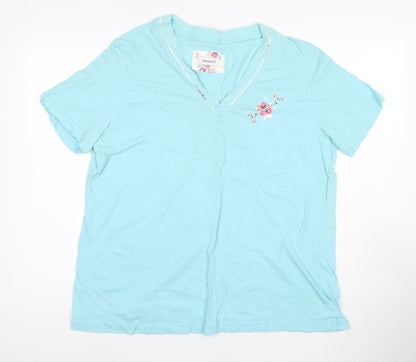 Damart Women's Blue T-Shirt XL V-Neck Casual