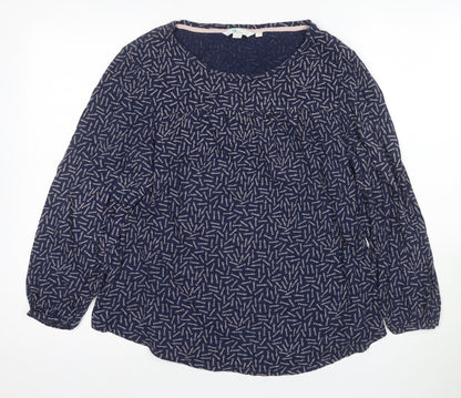 Boden Women's Blue Blouse M Long Sleeve Round Neck