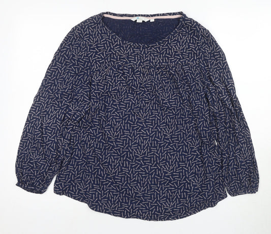 Boden Women's Blue Blouse M Long Sleeve Round Neck