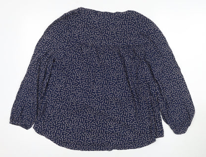 Boden Women's Blue Blouse M Long Sleeve Round Neck