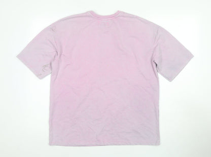 Bershka Women's Pink Crew Neck T-Shirt