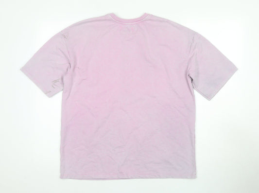 Bershka Women's Pink Crew Neck T-Shirt