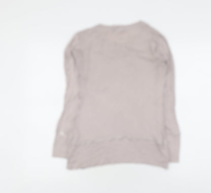 Womens UK Size 10 Velvet Beige Basic T-Shirt