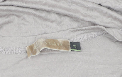 Womens UK Size 10 Velvet Beige Basic T-Shirt