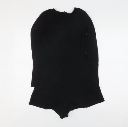 H&M Women's Black Long Sleeve V-Neck Playsuit Size 6