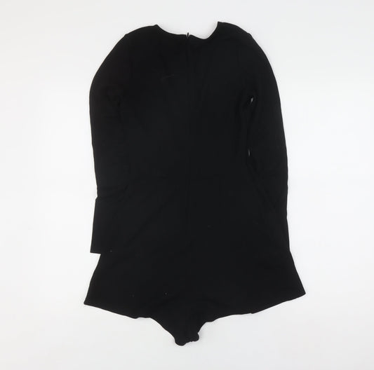 H&M Women's Black Long Sleeve V-Neck Playsuit Size 6