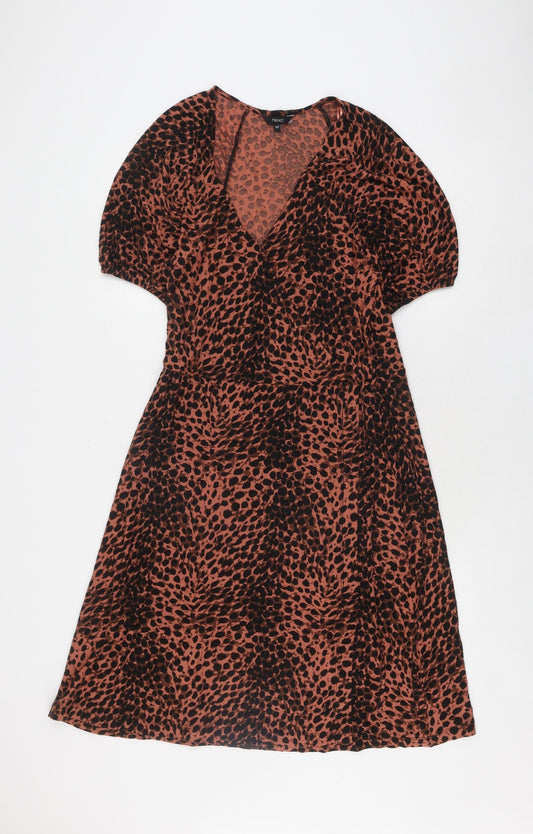 Next Women's Brown Animal Print Dress Size 12T