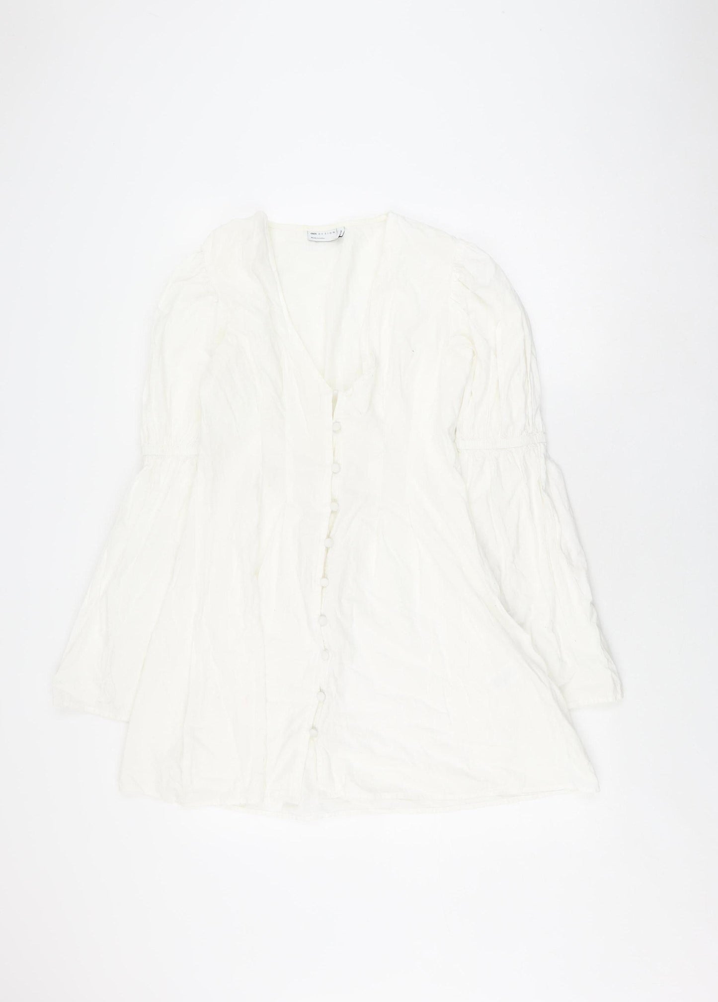 ASOS DESIGN Women's White V-Neck Shirt Dress Size 8
