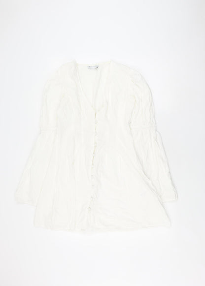 ASOS DESIGN Women's White V-Neck Shirt Dress Size 8