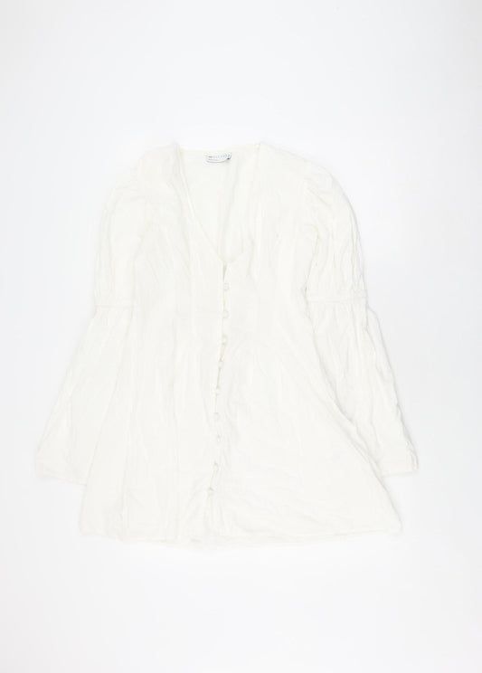 ASOS DESIGN Women's White V-Neck Shirt Dress Size 8