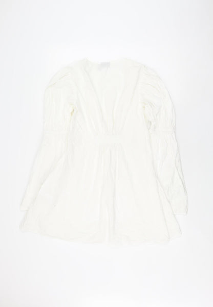 ASOS DESIGN Women's White V-Neck Shirt Dress Size 8