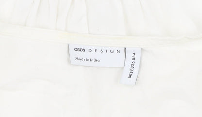 ASOS DESIGN Women's White V-Neck Shirt Dress Size 8