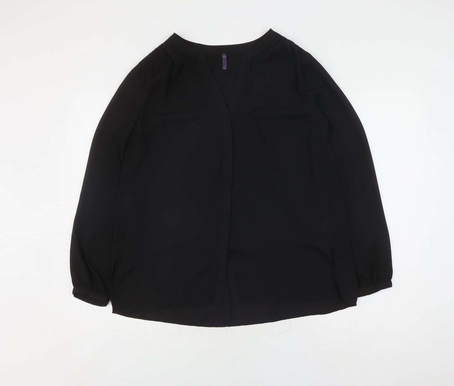 NYDJ Women's Black V-Neck Blouse, Size S, Casual Elegance